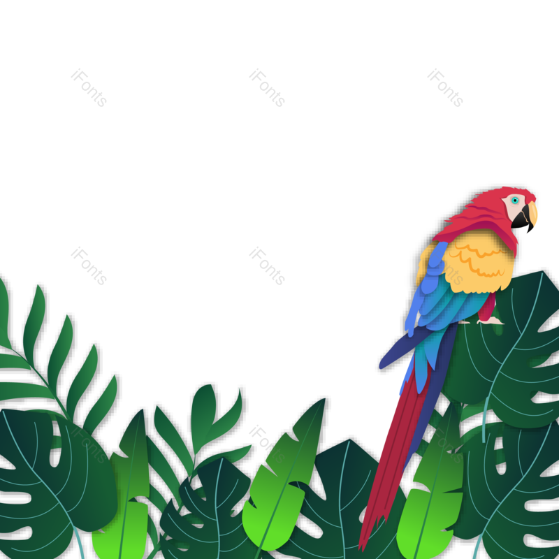 绿叶图片,树叶元素,插画风PNG,春天免抠素材